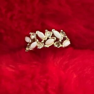 Gold and White Gemstone Ring